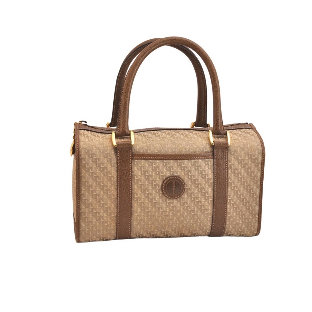 Gucci Vintage Hand Boston Bag Canvas Leather Brown